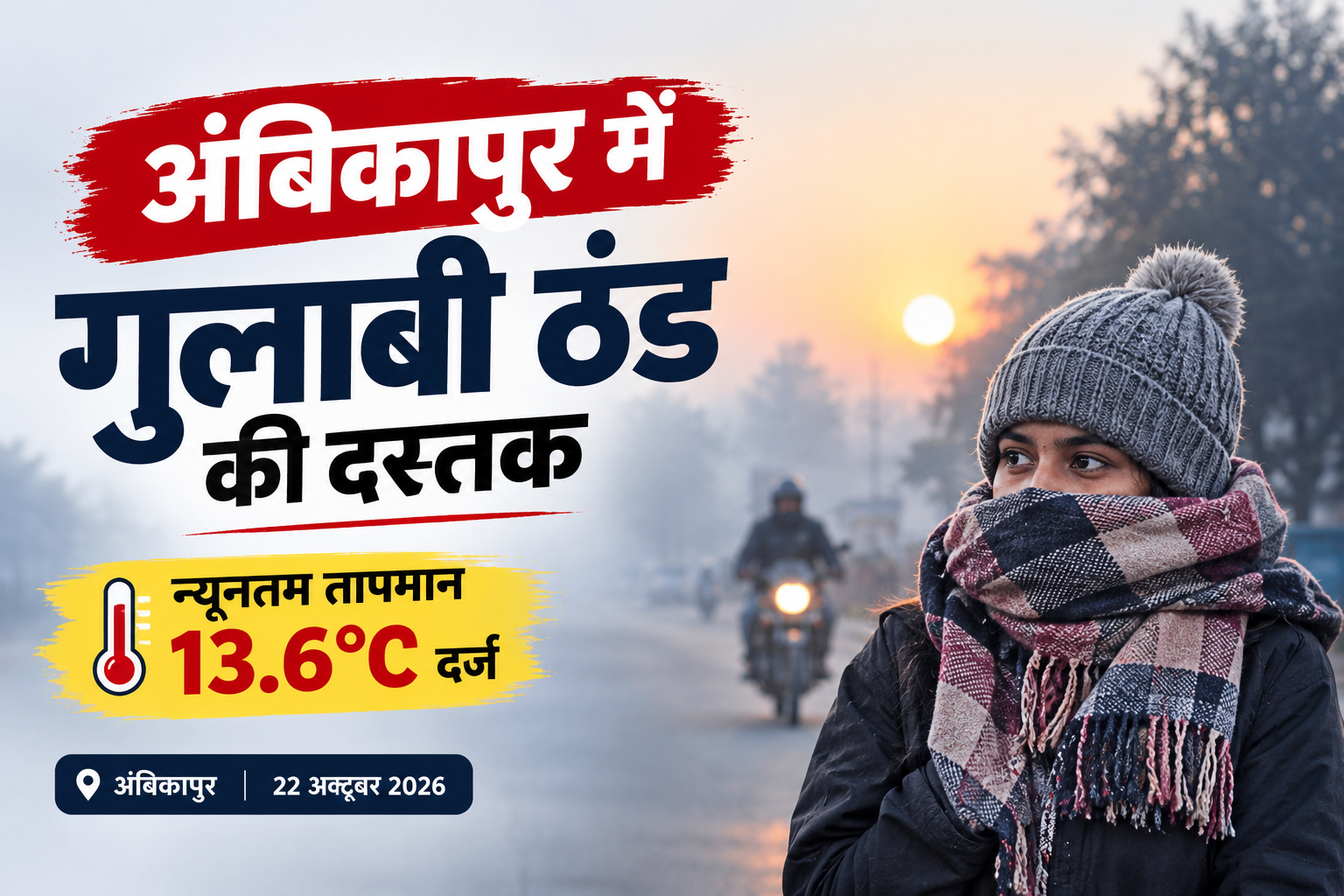 अंबिकापुर में गुलाबी ठंड की दस्तक